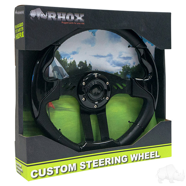 RHOX Steering Wheel, Aviator 5 Black Grip/Black Spokes 13" Diameter