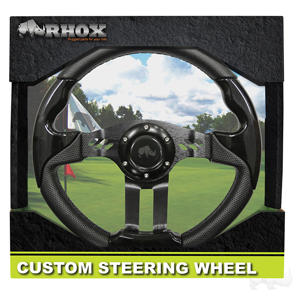 RHOX Steering Wheel, Aviator 5 Black Grip/Black Spokes 13" Diameter