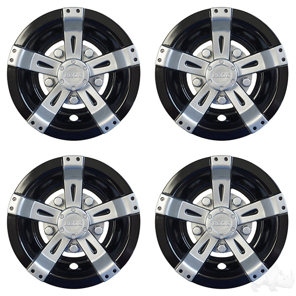 RHOX Wheel Cover, SET OF 4, 8" Vegas Silver Metallic w/ Black