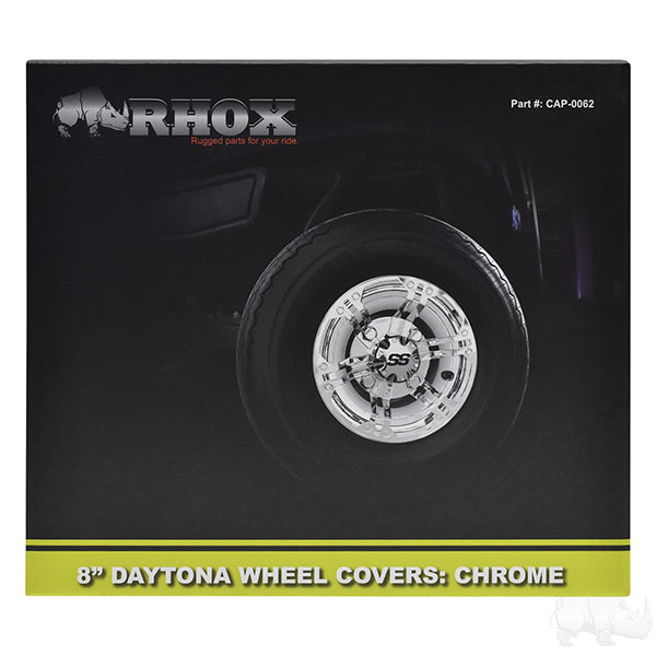 Wheel Cover, SET OF 4, 8" Daytona Chrome