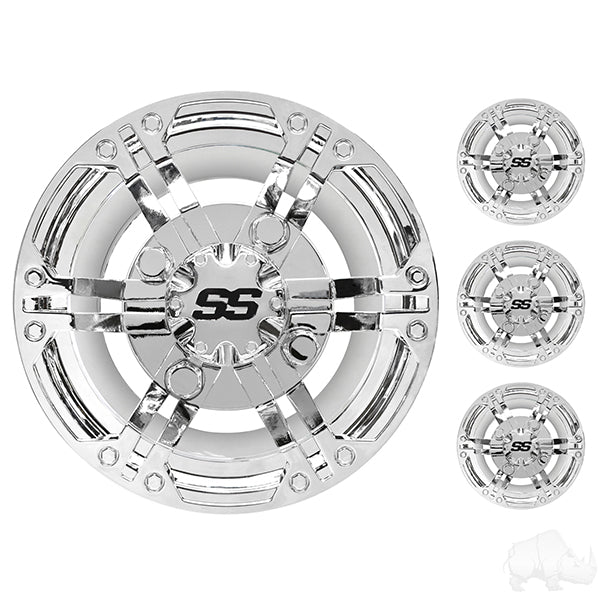 Wheel Cover, SET OF 4, 8" Daytona Chrome